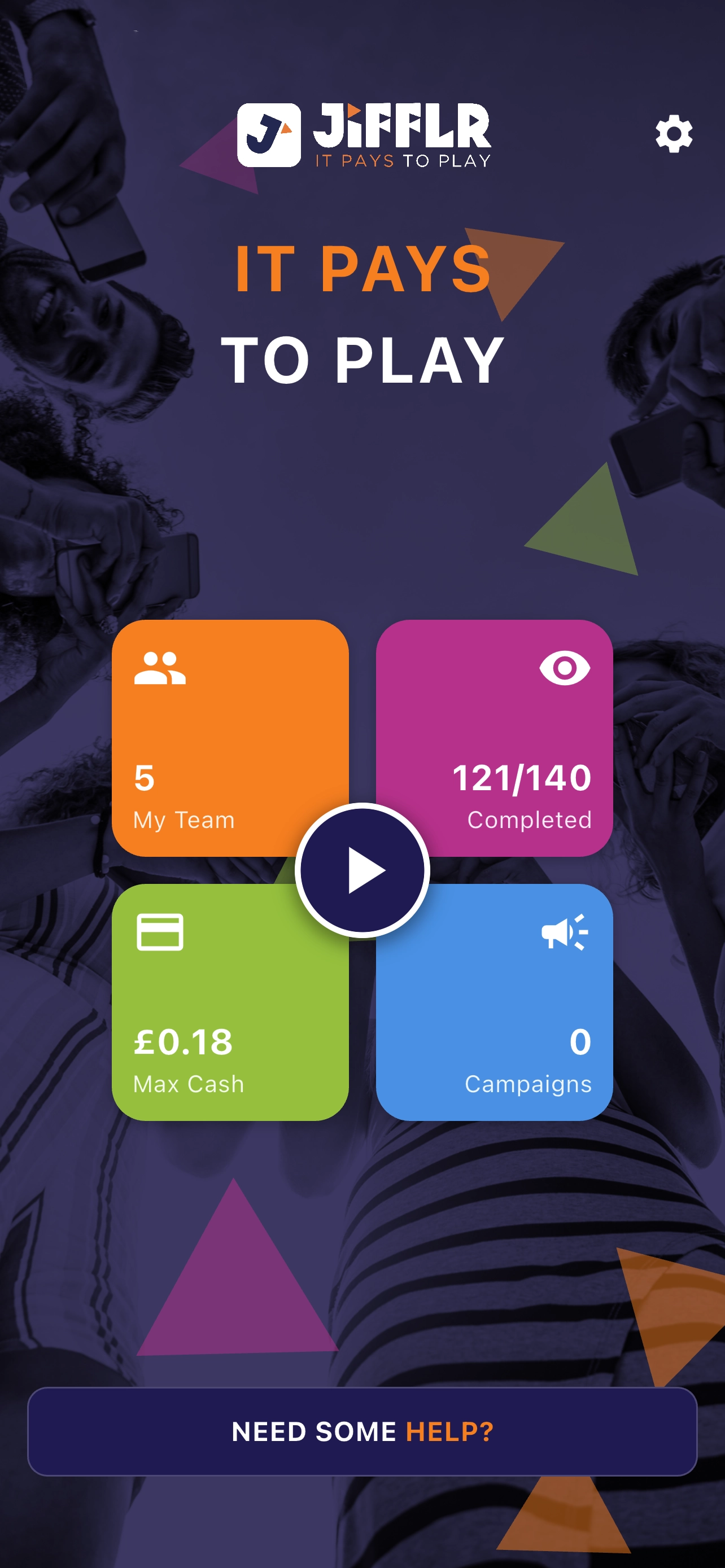 Jifflr team network and referrals screenshot