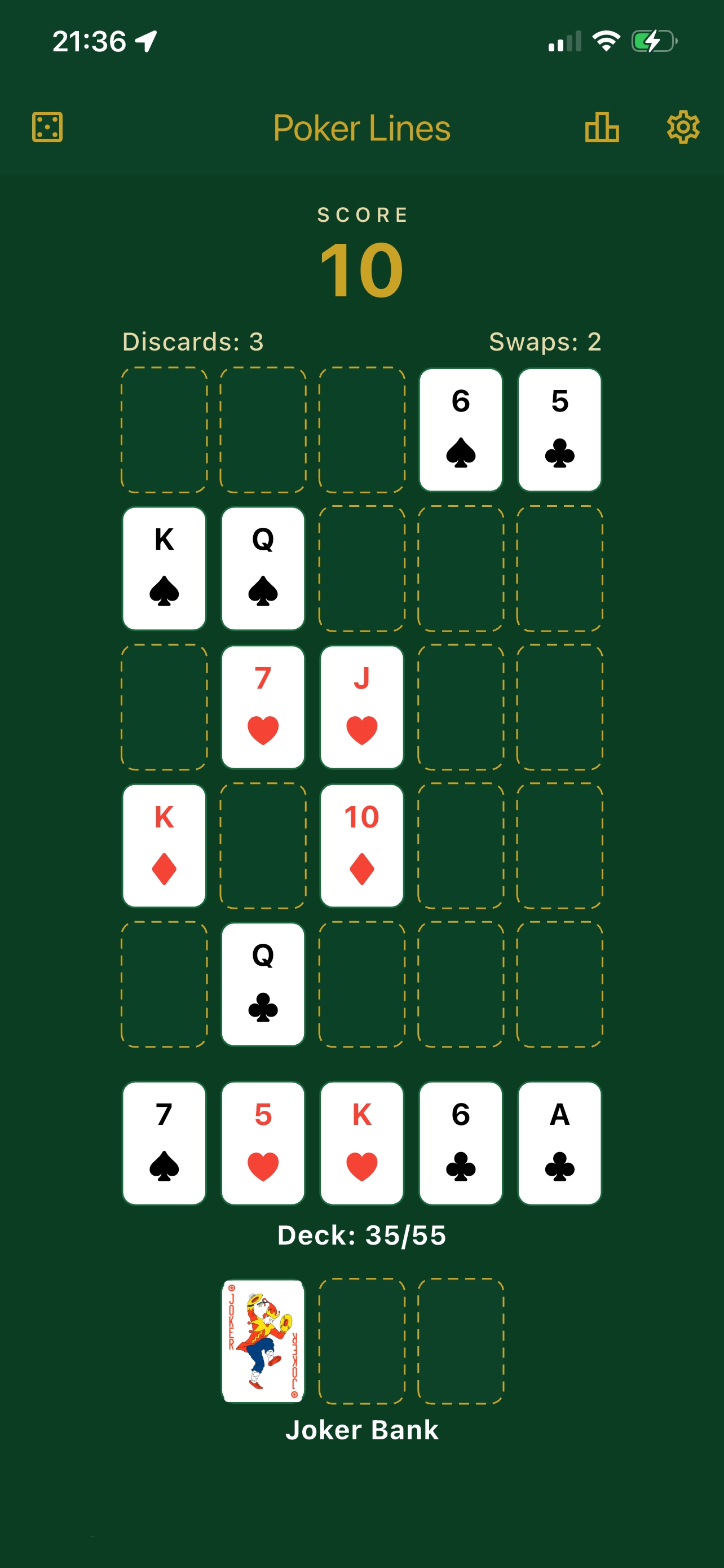 Poker Lines 5x5 card grid