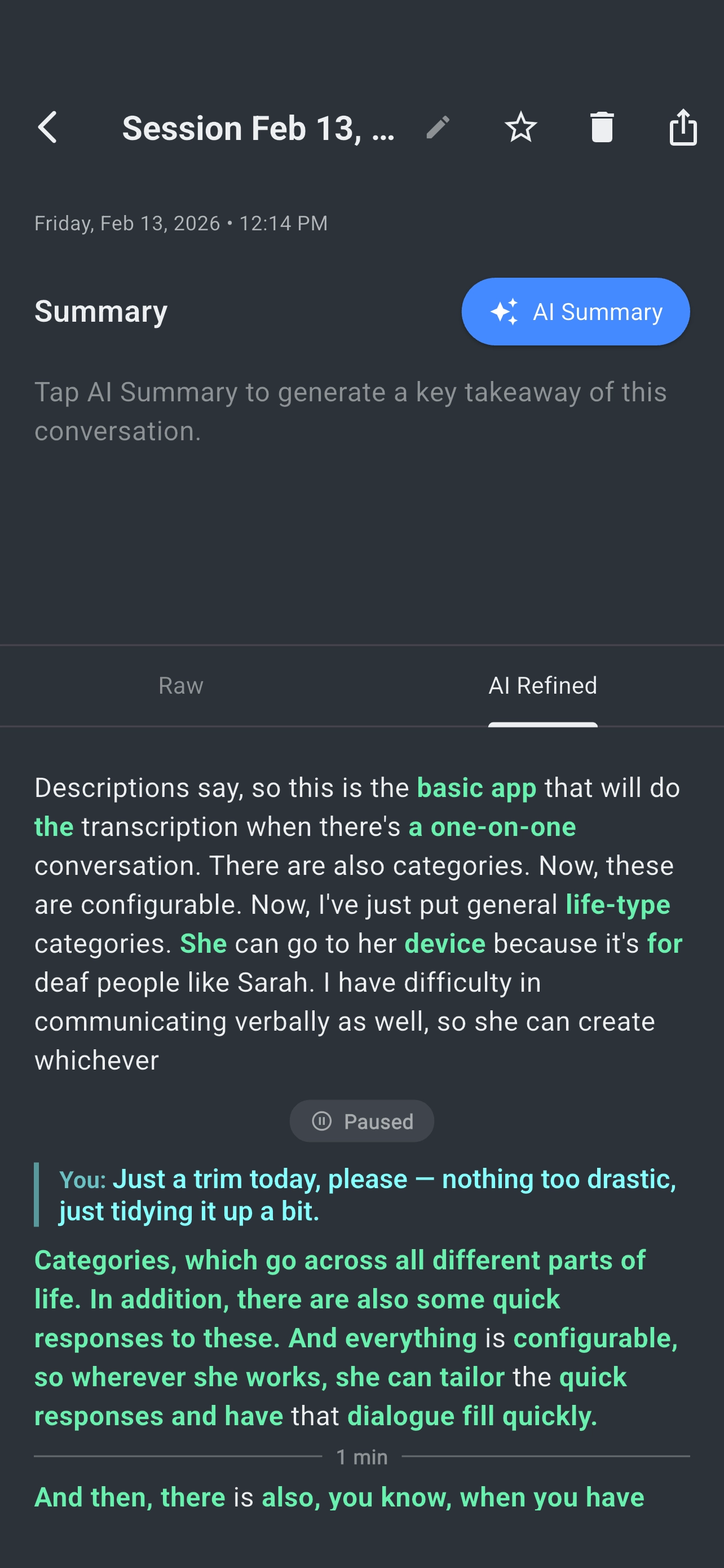 SpeechRead voice selection screen screenshot